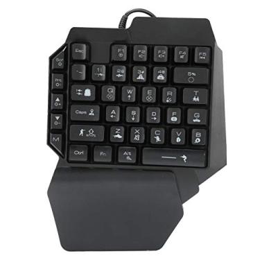 Imagem de Teclado mini gamer portátil de uma mão, teclado de meio jogo com fio USB com apoio de pulso 7 cores com luz de fundo acessórios de computador 5V para jogos (F6)