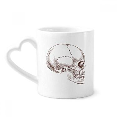 Imagem de Caneca de desenho de perfil de crânio humano caneca de café cerâmica copo de coração de vidro