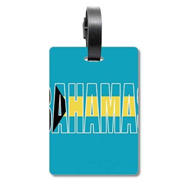 Imagem de Bahamas com nome da bandeira do país e etiqueta para bagagem, etiqueta para cartão de bagagem