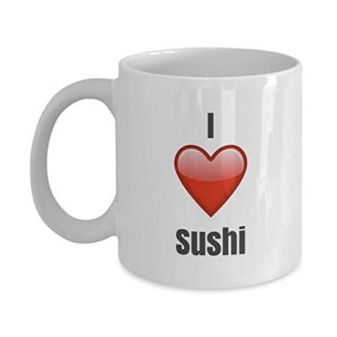 Imagem de Caneca de café de cerâmica exclusiva I Love Sushi ideia de presentes