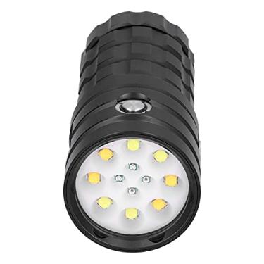 Imagem de Lanterna subaquática, suprimentos de mergulho, lanterna de mergulho, 8 modos de iluminação, 12 LEDs para acampamento, caça, salvamento de pesca para mergulho (preto)