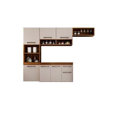 Imagem de Cozinha Compacta Suspensa 6 Portas e 2 Gavetas - Liz--Carvalho/Off White - CHF Móveis