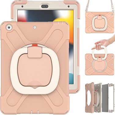 Imagem de Capa para iPad 10.2 9ª geração 2021/8ª geração 2020/7ª geração 2019, capa infantil resistente à prova de choque, suporte giratório/suporte para lápis/alça de transporte para iPad de 10,2 polegadas (rosa)