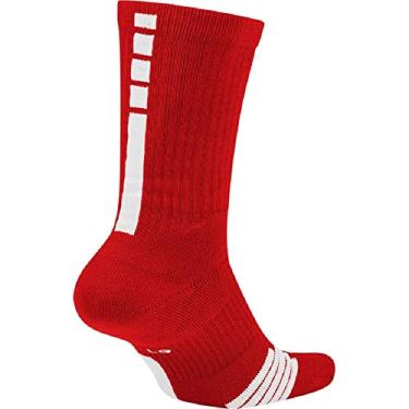 Imagem de NIKE Meias de Basquete Elite Crew Vermelho (36-38 Homem / 36-40 Mulher) - Swoosh Branco - Unissex - Meia de Canelada - Dri-FIT - Poliéster/Nylon/Algodão/Elastano