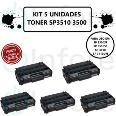 Imagem de Kit 5 Un Cartucho de Toner 3510 Compatível com SP3500 SP3510 SP3400 SP