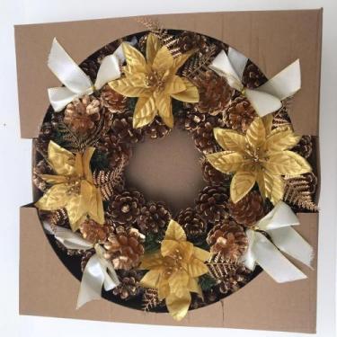 Imagem de Guirlanda com flores douradas 33cm - Wincy