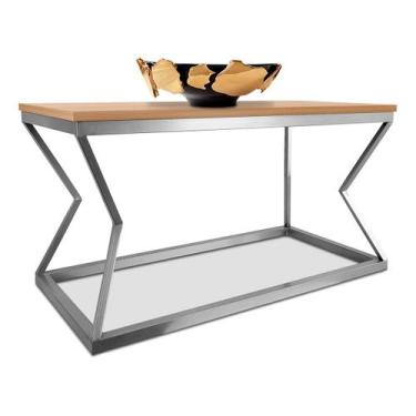 Imagem de Mesa De Centro Mond Retangular Tampo Mdf Sala Decoração Prata/Jade - G