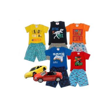 Imagem de Lote 10 Peças Roupa Infantil Verão Criança Menino e Carrinhos - Kitili