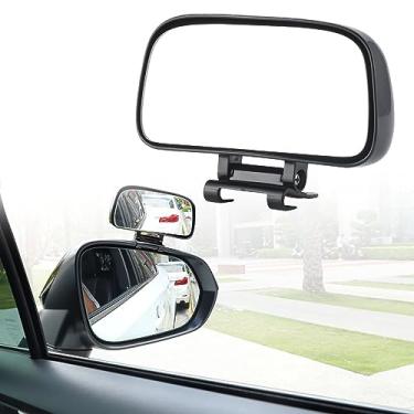 Imagem de LivTee Espelho de ponto cego, espelho de ponto cego montado ajustável em vidro HD visão grande angular, espelho retrovisor lateral universal, preto