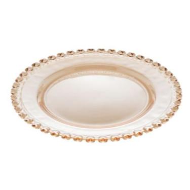 Imagem de Sousplat de Cristal com Borda Coração Ambar Metalizado 32cm - Lyor