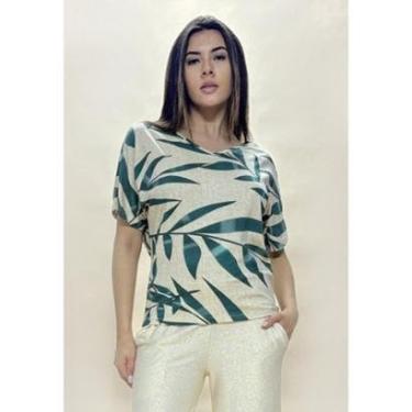 Imagem de Blusa Básica Morcego Malha Gola V Manga Curta Bambu Verde - P-Veste do 38 ao 40-Feminino