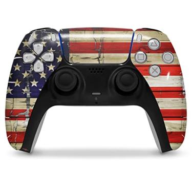 Imagem de WraptorSkinz Skin Wrap Compatible with Sony PS5 DualSense Controller Painted Faded and Cracked USA American Flag (Controller NOT Included)