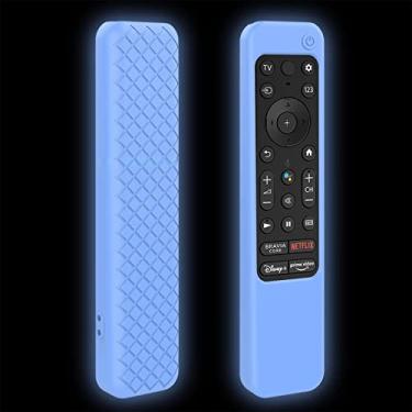 Imagem de TX900U Capa para controle remoto de TV Sony RMF-TX800U /RMF-TX900U Voice Remote 2022, X85K / X90K / X93K / X94K / A80K / A90K Series Capa protetora de silicone azul que brilha no escuro - LEFXMOPHY