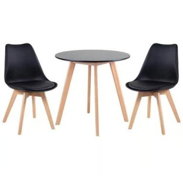Imagem de Kit - Mesa Redonda 80 Cm Preto + 2 Cadeiras Leda - UNIVERSAL MIX