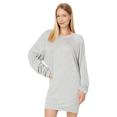 Imagem de Norma Kamali Minivestido feminino de manga raglan grande, Cinza claro, G