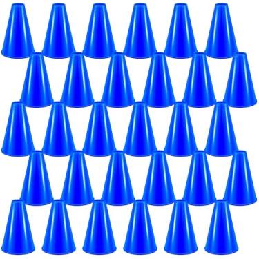 Imagem de HSLCGF 30 peças megafone de torcida para festa acessório de megafone de plástico azul para atividades escolares ao ar livre, decorações faça você mesmo, lembrancinhas de festa, super tigela, jogo