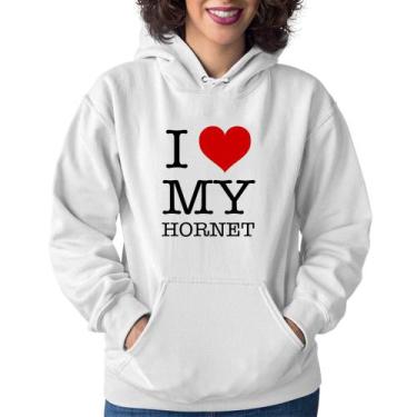 Imagem de Moletom Feminino I Love My Hornet - Foca na Moda, Branco, GG