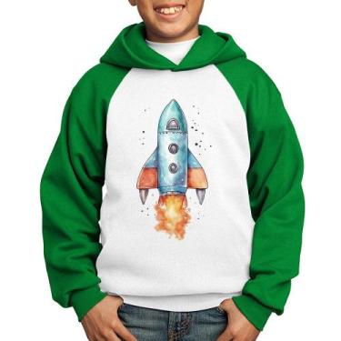 Imagem de Moletom Infantil Foguete - Foca na Moda, Branco, Verde, 6
