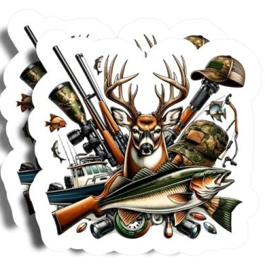 Imagem de Adesivos de pesca e armas de caça - 12,7 cm no lado mais longo - ao ar livre - pacote com 2 - adesivo alto - adesivos de para-choque para carros, caminhões, SUV - Feito nos EUA - PLDFS0685