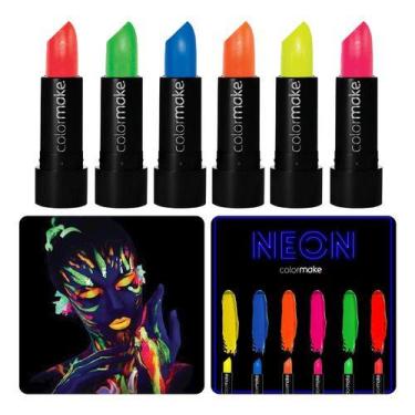 Imagem de Batom Neon Fluorescente Cremoso Colormake Luz Negra Vegano, Vermelho N