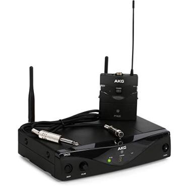 Imagem de AKG Conjunto de banda instrumental Pro Audio WMS420, sistema de microfone sem fio com receptor estacionário SR420, transmissor de bolso P420 e cabo de instrumento de 1/4 polegada