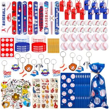 Imagem de Atonofun 146 Lembrancinhas De Festa De Beisebol, Brindes Para Sacolas De Beisebol Com Mini Bolas Antiestresse, Chaveiros De Beisebol, Tatuagens, Brinquedos Pequenos A Granel Para Festas De Aniversár