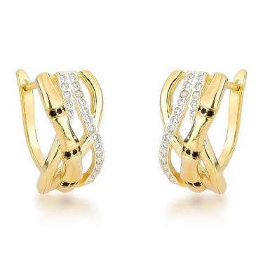 Imagem de Brincos Banhados A Ouro 18k Entrelaçados Com Zircônias – Elegância Contemporânea