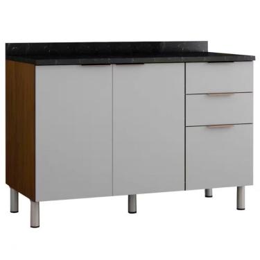 Imagem de Balcão Triplo Bartira Rubi 2 Portas 3 Gavetas E 1 Prateleira Grapia Platinum