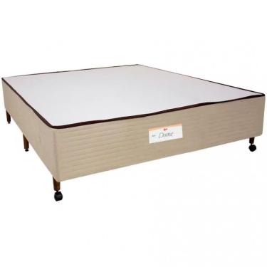 Imagem de Base Box De Casal Castor Dome Com Revestimento Tecido Suede Bege