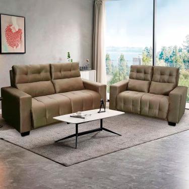 Imagem de Sofá 3 E 2 Lugares Hellen Genebra Revestido Em Tecido Veludo Marrom