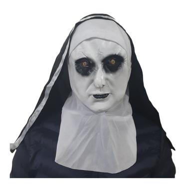 Imagem de Máscara Halloween Freira Em Látex Com Véu E Gola