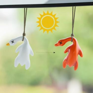 Imagem de Lindo pingente de carro de pato assado de Pequim que muda de cor, engraçado espelho retrovisor de carro que muda de cor, ornamento para pendurar, acessórios de decoração de interiores automotivos