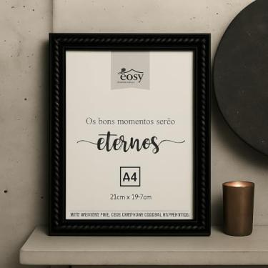 Imagem de Moldura A4 Porta Certificado - Quadro Para Diploma, Foto e Documento - Feito de Plástico com Suporte de Parede ou Mesa - Quadro A4, Porta Retrato - UpShop (Preto com Detalhe)