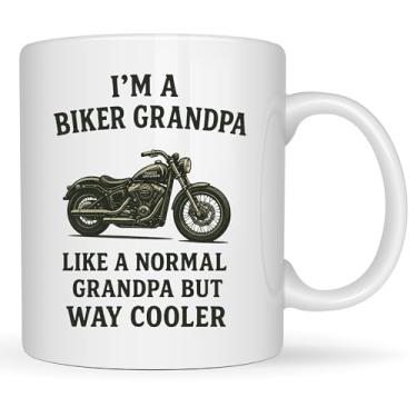 Imagem de Captured Memory Art Caneca de café para presente do vovô motociclista copo de cerâmica 325 ml lava-louças seguro para micro-ondas piloto vovô