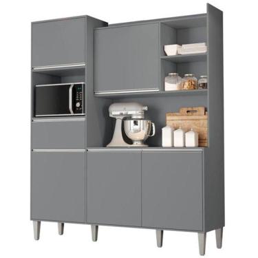 Imagem de Kit De Cozinha Compacta 160cm Isabel Com 5 Portas Cinza