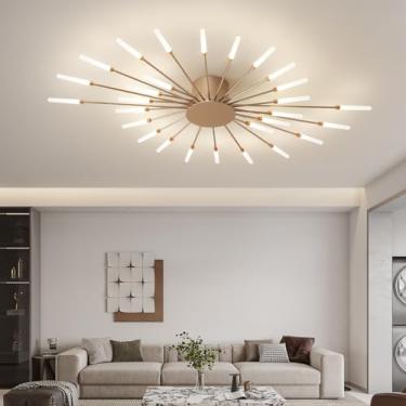 Imagem de ziidoo Luminária De Teto Moderna Ziidoo, 28 Luzes Metal, Estilo Fogo Artifício, Led Chique, Para Cozinha, Sala Jantar, Quarto, Corredor, Estar (Dourado E Dourado Escuro)
