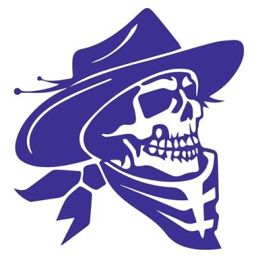 Imagem de Adesivo Caveira com Chapéu de Cowboy Sertanejo Rodeio para notebook carro capacete portas vidros Paredes vários tamanhos (AZUL MARINHO, 33,3x35cm)