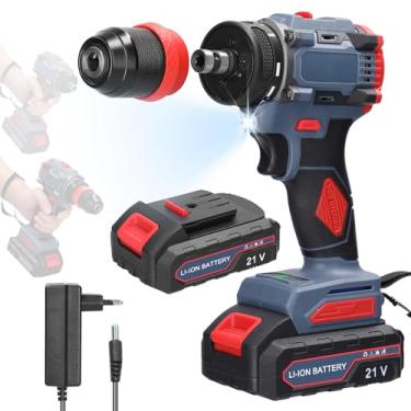 Imagem de Furadeira elétrica de lítio 2 em 1 21 V, chave de fenda multifuncional, ferramenta elétrica com torque de 55 Nm, motor sem escova, chave de fenda prática para eletrodomésticos, instalação de móveis