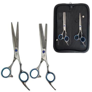 Imagem de Tesoura Fio Navalha E Desfiadeira Umi Kit Cabeleireiros 6.0