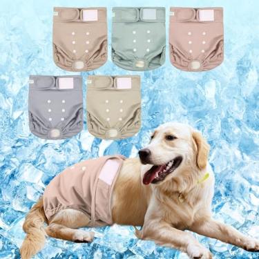 Imagem de wegreeco Fraldas femininas refrescantes para cães, fraldas reutilizáveis para cães, calcinhas de cachorro de alta absorção para calor, micção excitável ou incontinência, autoresfriamento, pacote com 5