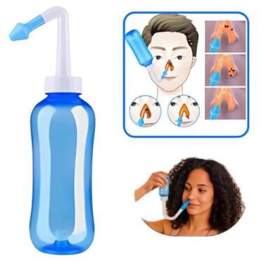 Imagem de Sinusite Higienizador Ducha Nasal Lavador Lavagem - 300ml Cor Azul - R