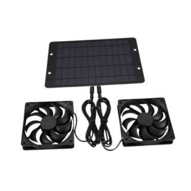 Imagem de Ｂｅｓｇａ Kit de ventilador movido a energia solar, ventilação de admissão e resfriamento com ventiladores duplos, ventilador de resfriamento e exaustão para