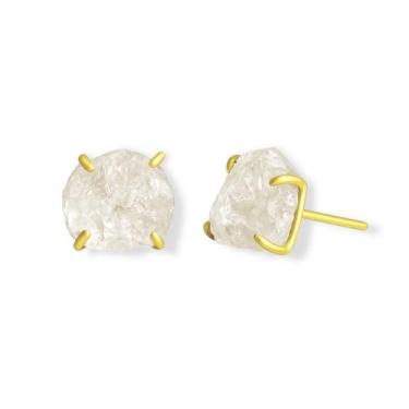 Imagem de Brinco Tarraxa Quartzo Cristal - Cristal Natural, Banho Ouro 18k