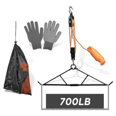 Imagem de Aimax Outdoor Guincho de caça Gambrel com sistema de elevação de polia dupla e gancho de veado, kit de suspensão de caça para açougueiro e esfola, máximo de 317 kg, presentes de caça para homens