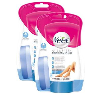 Imagem de Kit 2 Creme Depilatório Veet Pure & Fresh Pernas e Corpo para Banho 15