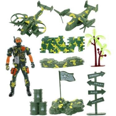Imagem de Brinquedos Miniaturas Militares Bonecos Veículos 12 Peças - Gici Kids