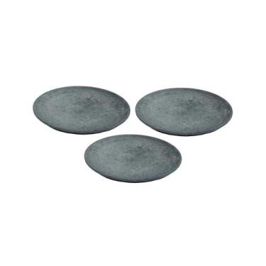 Imagem de Kit 3 Pratos Raso Redondo Pedra Sabão Sobremesa E Bolos 26Cm. - INDUST