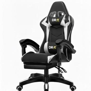 Imagem de Cadeira De Escritório Gamer Ergonômica DRX Preta E Branca Com Estofado