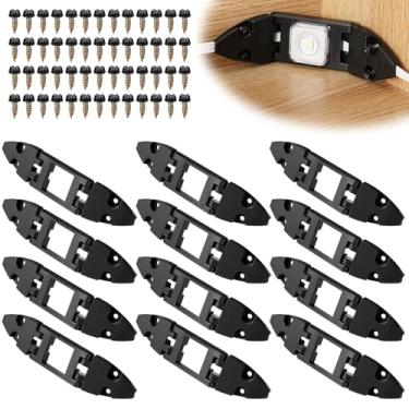 Imagem de Cinnvoice Pacote com 12 clipes de luz de frontão compatíveis com Govee H705 H805 luzes externas permanentes 2 com parafusos, uma variedade de passos, gerenciamento de cabos (preto)