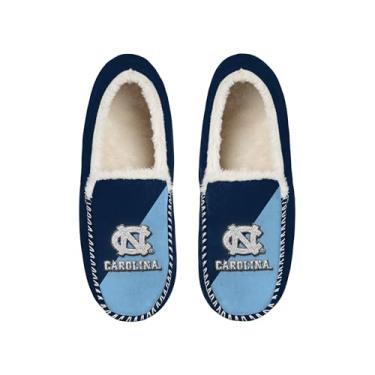 Imagem de FOCO Chinelo mocassim unissex unissex licenciado oficialmente com logotipo colorido block, forro sherpa, North Carolina Tar Heels, 9-10 Women/7-8 Men